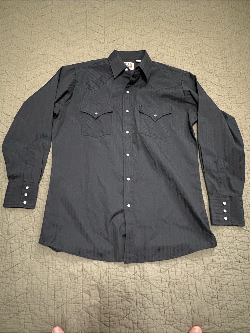 Ely Cattleman Pearl Snap Western Shirt Men’s 15.5x33 Black Long Sleeve M